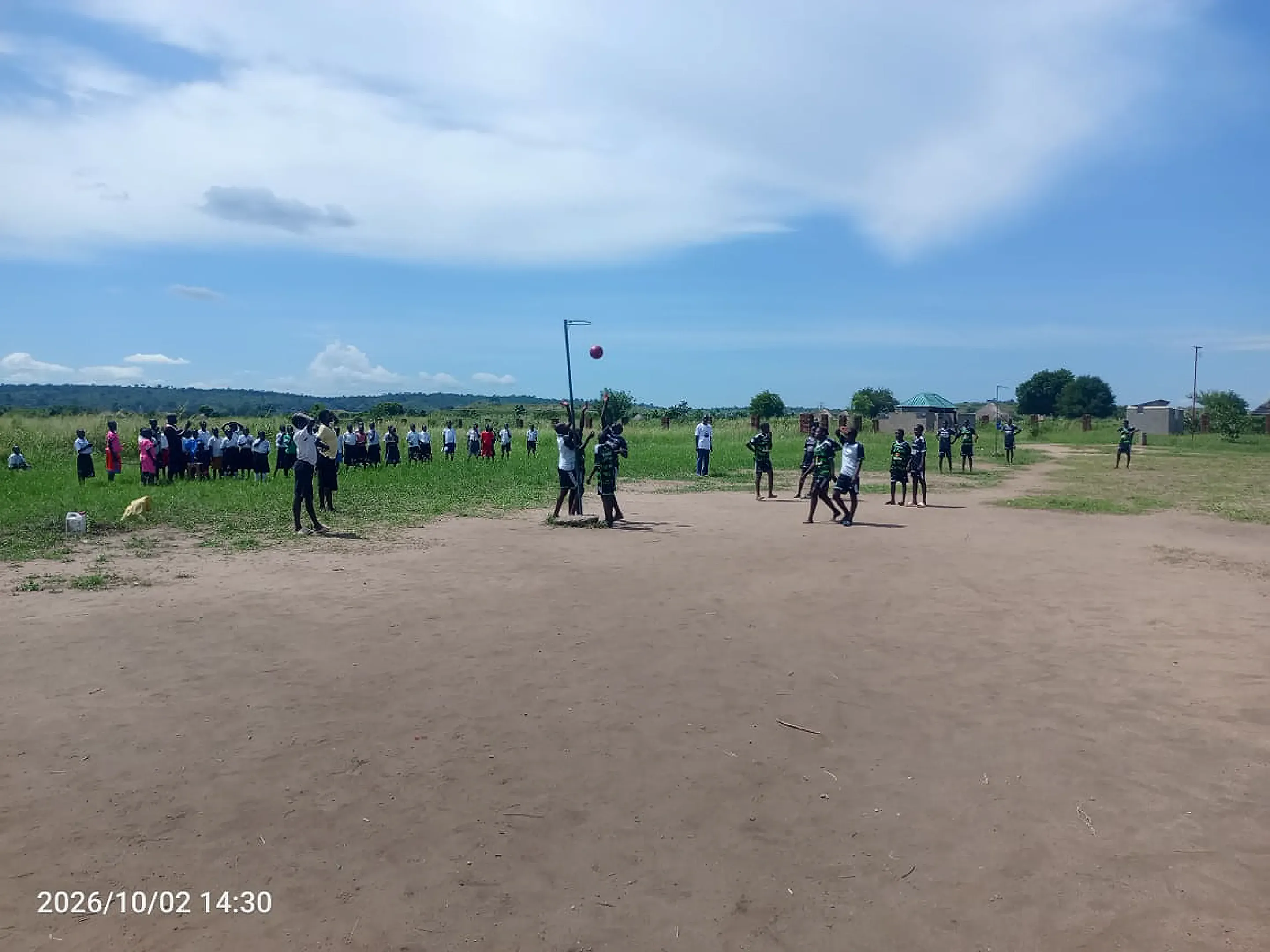 Pupils competing in an athletics event