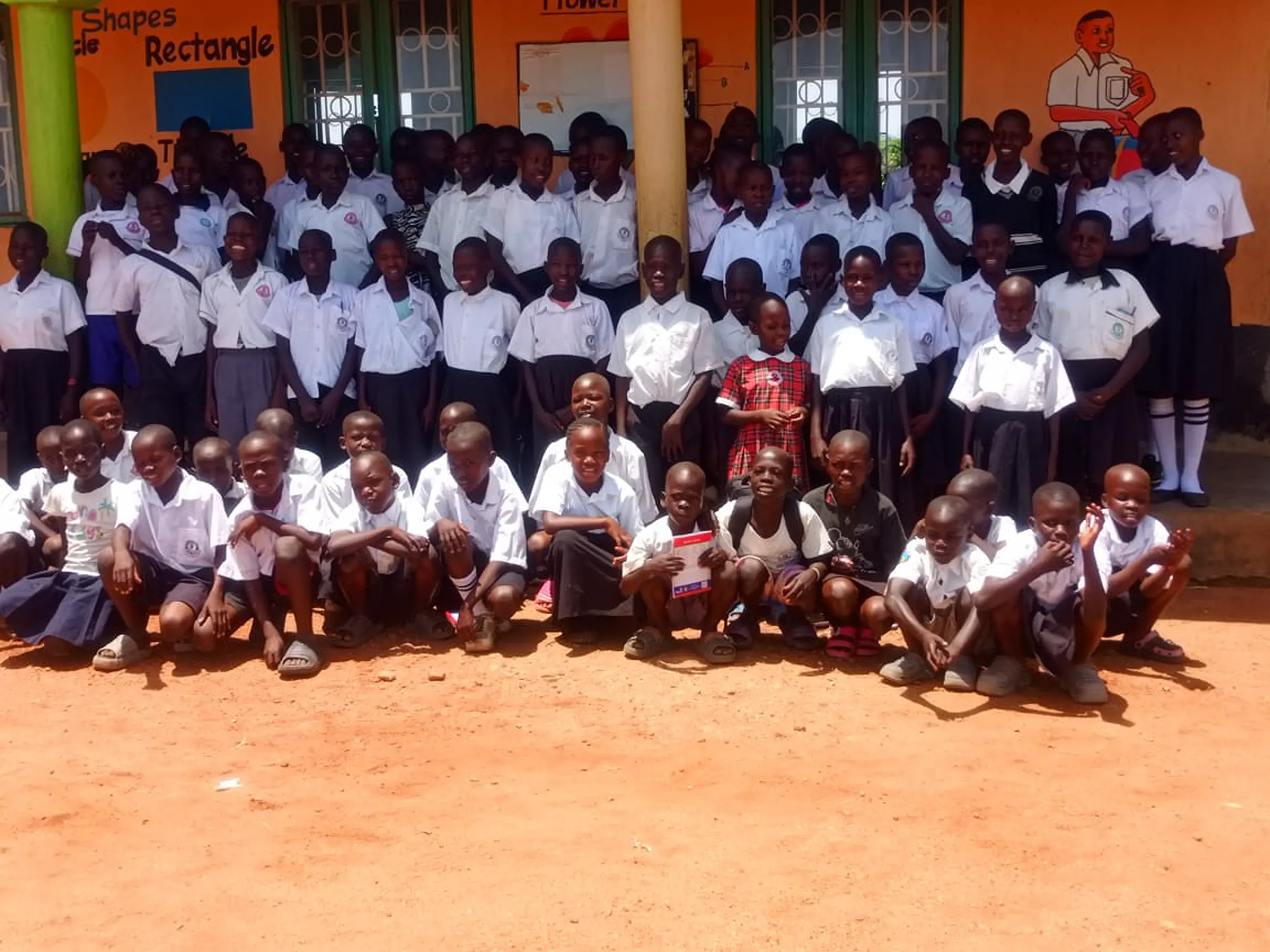 Pupils gathered together outside before class